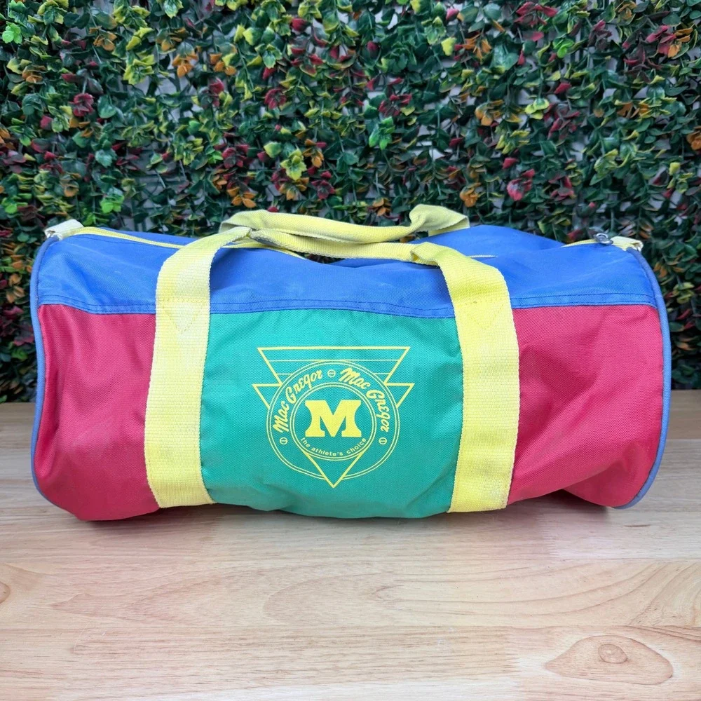 Vintage MacGregor Colorblock Duffel Bag Blue Red Green Yellow Retro Gym Bag